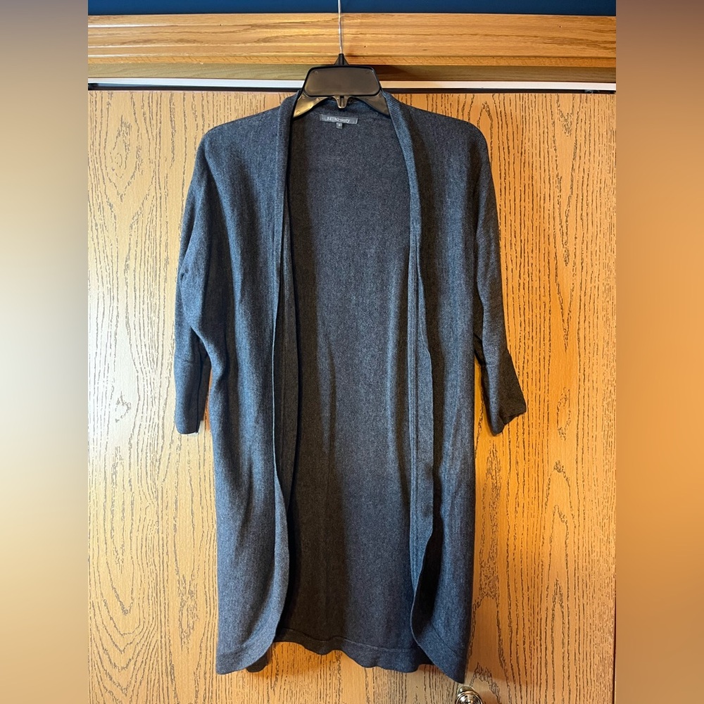 Retro-ology Gray 1/4 Sleeve Longline Lightweight Cardigan EUC